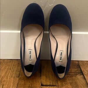 Miu Miu Navy Suede Pumps w/ Glitter Heel – Authentic